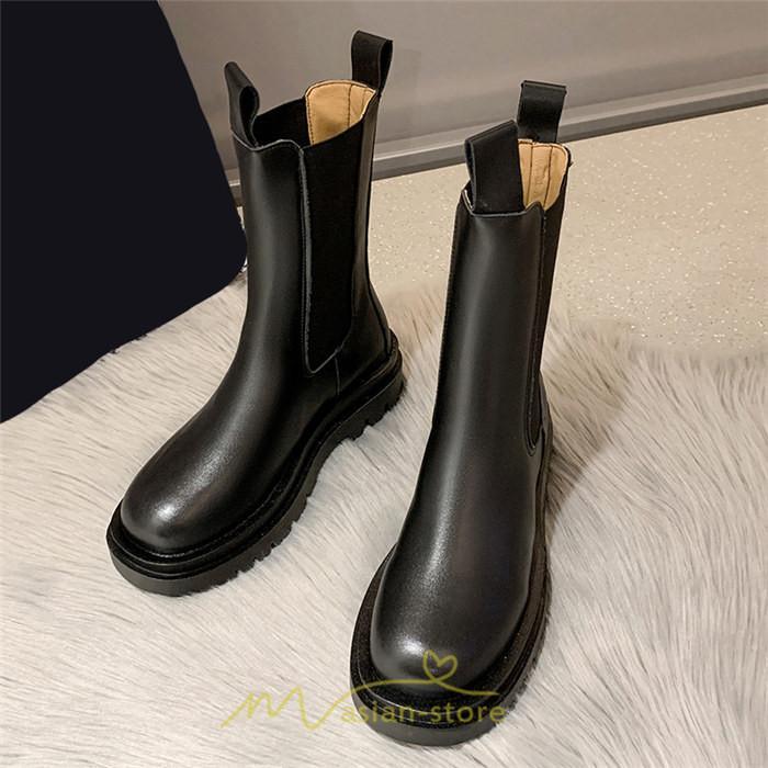 ミドルブーツ | ブーツ レディース グランドトゥ サイドゴア 裏起毛 痛くない 履きやすい 柔らかい 滑らない 通勤 通学 オフィス 美脚 2022新作 OL アウトドア