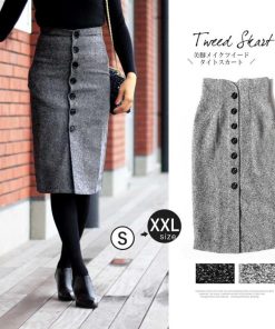タイトスカート | ツイード スカート レディース 秋冬 ハイウエスト ひざ丈 ミモレ丈