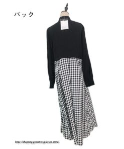 マキシ | チェック柄ワンピース ドッキングワンピース 大きめ ゆるシルエット 長袖 レディース 秋物 ロングワンピース ゆったり 大人 30代 50代 40代 切り替え