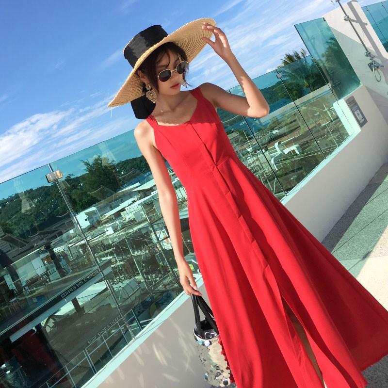 マキシ | ロングワンピース 2020春夏 キャミワンピ レディース マキシ丈ワンピ リゾートワンピース 背中見せ 海旅行 フレアワンピース セクシー XL 無地 L S M