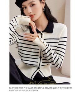 ニット・セーター | カーディガン レディース 春 秋 長袖 トップス  50代 40代 30代 20代 ボーダー柄 おしゃれ キレイめ お出かけ 着痩せ オシャレ 部屋着 ニット あったか