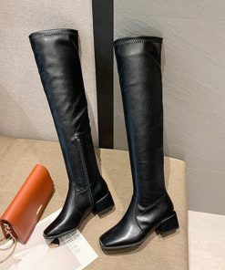 ニーハイブーツ | スクエアトゥ 美脚ブーツ