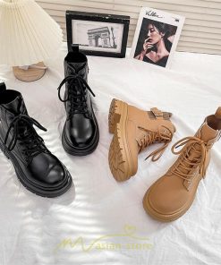 ショートブーツ | ブーツ レディース 軽量 歩きやすい おすすめ おしゃれ 編み上げ 太めヒール レザー風 走れる 痛くない 冬 秋 22.5cm-25cm 春 トレンド