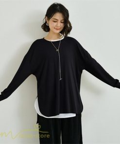 ｔシャツ・カットソー | Tシャツ 長袖 無地 着痩せ カットソー 長袖Tシャツ 無地 丸首 カジュアル 40代 50代 着回し 秋コーデ ゆったり 30代 フリーサイズ 20代 シンプル トップス
