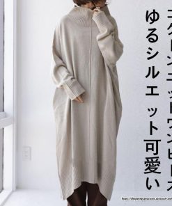 マキシ | ハイネックニットワンピース ロングニットワンピース 長袖 レディース 秋冬 ボリューム感 大きめ ビッグシルエット 30代 コクーンワンピースカワイイ 大人