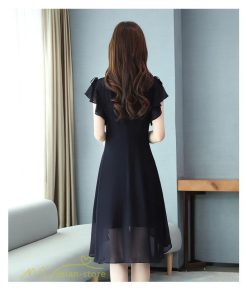 ミディアム | ミディアムワンピース レディース 着痩せ 半袖 大きいサイズ ワンピース Vネック 無地 エレガント 二次会 お呼ばれ きれいめ 40代 新作 20代 夏 膝丈 30代