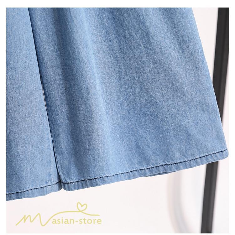 ジーンズ、デニム | ワイドパンツ レディース ガウチョパンツ デニム ゆったり デニムパンツ ジーンズ ジーパン 薄手 春秋コーデ 大きいサイズ ひも付き 女性着 日常感 上品 着回し