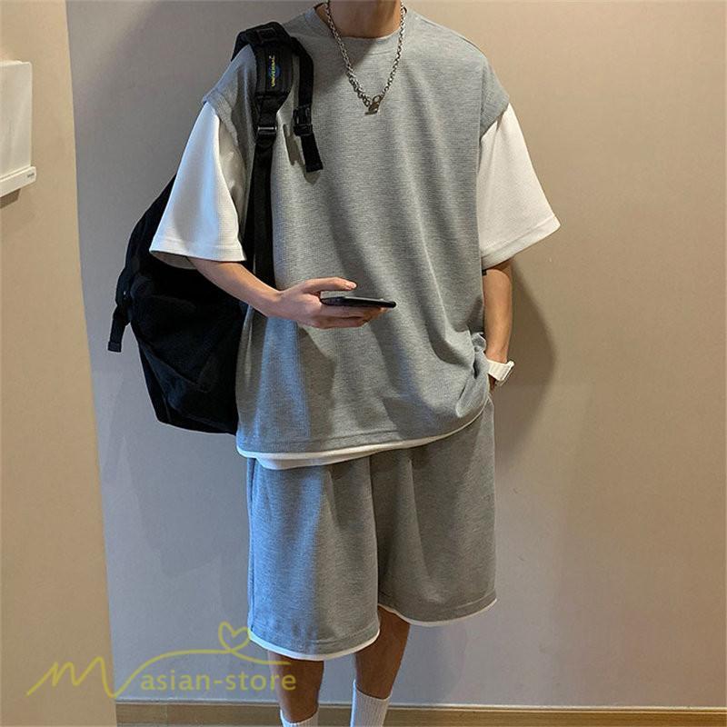 Tシャツ | Tシャツ メンズ 半袖 重ね着風 レイヤード 無地 ゆったり クルーネック カットソー 20代 30代 おしゃれ 無地 大きいサイズ シンプル 40代 カジュアル お出かけ