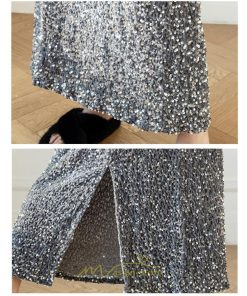 スカート | ロング マキシ フレアAライン ロングキラキラ 個性的 ハイウエスト スリット 着痩せ あったか 2022新作 体型カバー 冬 秋