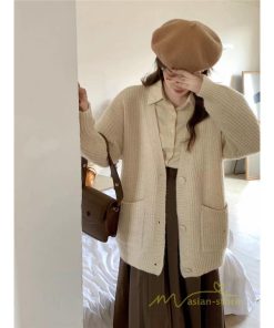 カーディガン | ニットフロントボタン レディース 2way 羽織り 秋冬 アウター ニットアウター セーター 長袖 トップス 通学通勤 20代30代 ゆったり ポケット