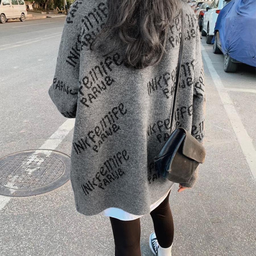 ニット・セーター | 英字ロゴニットカーディガンレディース