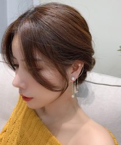 その他アクセサリー | イヤーカフピアス ロング イヤークリップ パール イヤーカフ レディース アシンメトリー 星モチーフ チェーンピアス