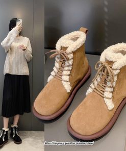 ブーツ | ムートンレディース ショート 編み上げ ボア ショート裏起毛 暖かい もこもこ 痛くない 人気 防寒 秋 歩きやすい 冬 おしゃれ 痛くない