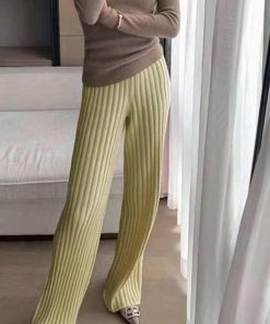 ワイドパンツ | リブニットパンツ リラックスパンツ厚手