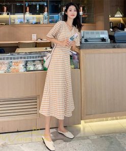 マキシ | ワンピース Aライン レディース チェック柄 上品 着痩せ Vネック 気質 ロングワンピース サマーワンピース 夏新作 大きいサイズ 40代 20代 30代 上品 通勤通学