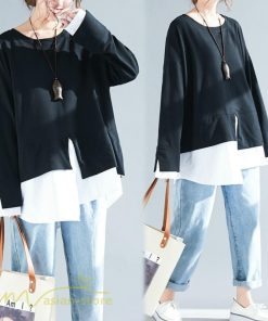 パーカー | 重ね着風トレーナー レディース 長袖 トップス カジュアル スウェット 無地 ゆったり トレーナー きれいめ 可愛い フリーサイズ トップス カットソー