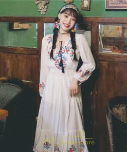 マキシ | ワンピース ロングワンピース エスニックワンピース コットン 花柄 刺繍 リゾートワンピース ワンピ 長袖 大人 夏 きれいめ フェミニン 秋 おしゃれ ゆったり