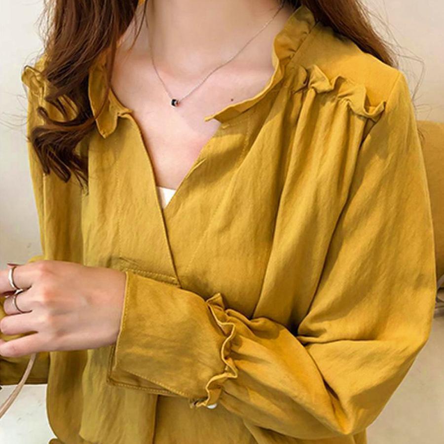 シャツ・ブラウス | 大人 夏 トップス ブラウス オフィス シャツブラウス 長袖 春 フォーマル おしゃれ Vネックブラウス ゆったり レディース