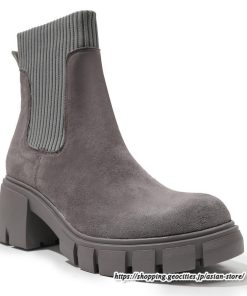 ショートブーツ | 大きいサイズ27cm レディース 上品 ブーツ 秋冬 春 厚底ブーツ ラウンドトゥ ソックス切り替え 太ヒール 大人 チャンキーヒール 黒ブーツ