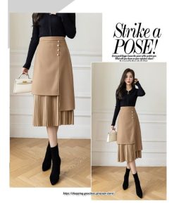 スカート | ロングプリーツカート Aライン 秋冬 レディース ボトムス 通勤 着痩せ キレイめ 20代30代40代50代 カジュアル 上品 ラシャ 大人気