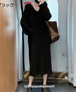 マキシ | ワンピース 秋 秋服 ニット レディース タートルネック 長袖 ニットワンピース ケーブル編み ゆったりタートル