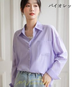 シャツ・ブラウス | ブラウス トップス 長袖 Vネック ボタン 無地 上品 通勤 レディース 秋 20代 30代 40代 OL ママ 母 フェミニン デート お出かけ 通勤 リクルート お仕事