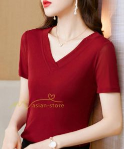 ｔシャツ・カットソー | トップス カットソー インナー Tシャツ レディース 春 カジュアル おしゃれ  女性用 シンプル 無地 20代30代40代50代 カシュクール 上品 着痩せ 夏物 ブラック