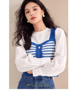 シャツ・ブラウス | ブラウス 切り替え レイヤード風 カットソー 重ね着 レディース 春秋 Tシャツ チュニック ゆったり きれいめ オシャレ 長袖 20代30代40代50代 カジュアル