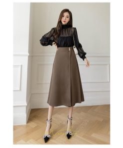スカート | ボトムス ロング丈 ミモレ丈 Aライン 楽 大人 きれいめ 20代 30代 40代 通勤 上品 ビジネス オフィス 高見え 冬 2022新作 着痩せ 脚長効果 秋