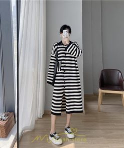 ニットワンピース | ワンピース 秋 秋服 レディース ニット ロングワンピース ロング 長袖 大きいサイズ ゆったり ボーダー柄 スリット お出かけ 部屋着 休日 韓国風 カジュアル