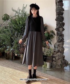 マキシ | ワンピース レディース おしゃれ ロングワンピ 40代 50代 膝丈ワンピース 秋服 大人可愛い 韓国風 着痩せ 通勤