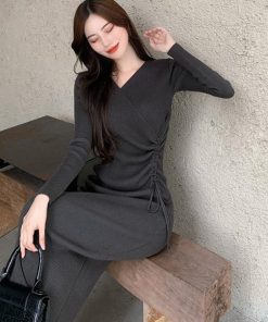 ワンピース | カシュクール リブニット秋冬