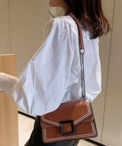 ショルダーバッグ | スクエアバッグ かばんブラック 肩掛け チェーンバッグ 斜めがけ ミニレディース 小さめ レザー 大人