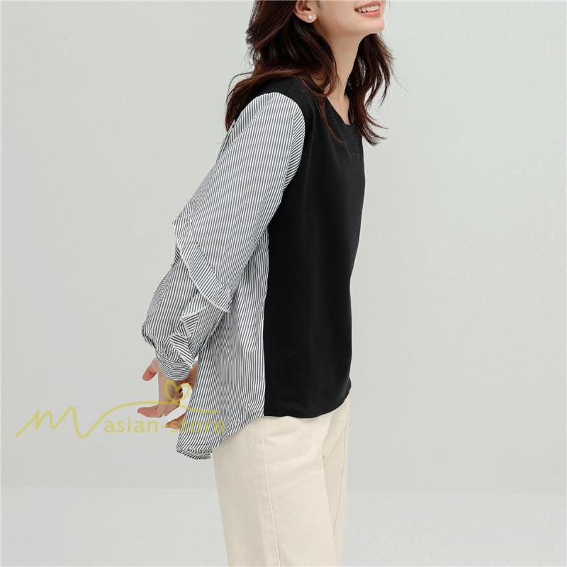 シャツ・ブラウス | Tシャツ レディース トップス 長袖 秋コーデ 切り替え パフスリーブ カットソー ブラウス ゆったり 可愛い カジュアル オフィス 20代30代40代 シンプル 春夏秋