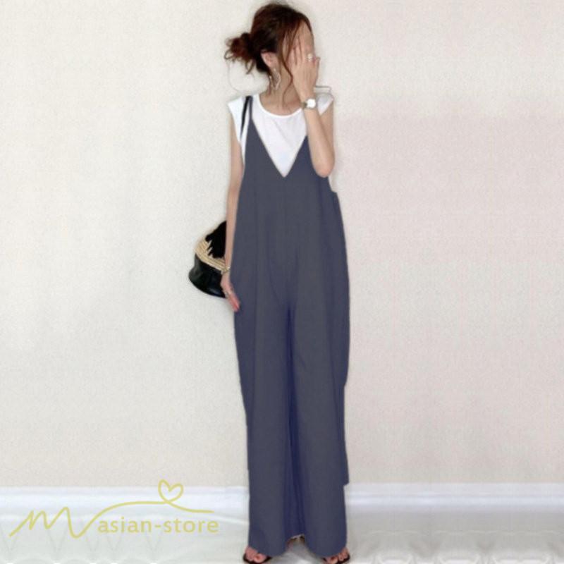 オーバーオール サロペット | オールインワン レディース サロペット シンプル つなぎ きれいめ パンツ 20代 30代 無地 可愛い ロングパンツ 上品 かわいい 5色展開 フリーサイズ シンプル