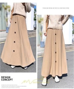 スカート | Aラインレディース マキシロング マキシ プ 着痩せ 秋冬 お呼ばれ トレンド お出かけ 通勤 リゾート 通学 ウェストゴム　ニット