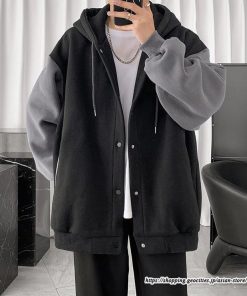 パーカー ジャケット コート | パーカー メンズ カーディガン 長袖 アウター トップス ジャケット 羽織り ボタン ドッキング ポケット フード付き パーカ ボリューム袖 ゆったり 秋物 秋冬