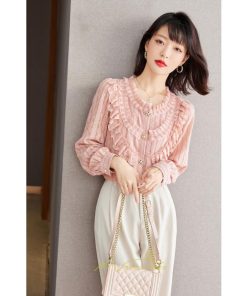 シャツ・ブラウス | ブラウス シャツ レディース トップス ピンク 可愛い レース フォーマル オフィス カジュアル 入学式 入園式 卒業式 卒園式 結婚式 ママ 秋 母 春 冬 通勤