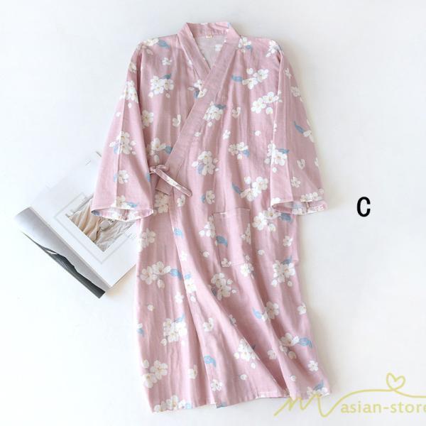 パジャマ ルームウェア | ルームウェア ネグリジェ パジャマ レディース ダブルガーゼ 綿100% ワンピース 長袖 ロング 春 夏 秋 薄手浴衣 バスローブ 花柄 おしゃれ かわいい 寝巻き
