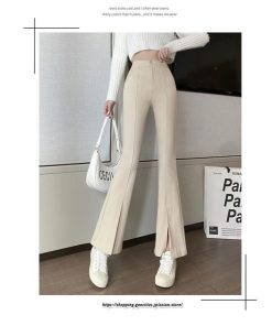 チノ・テーパード・ジョガー・スキニーパン | フレアパンツ レディース ハイウエスト センターシーム 韓国ファッション オフィス カジュアル 通勤 シンプル デイリー 春 秋 韓国 送料無料 冬 スリット