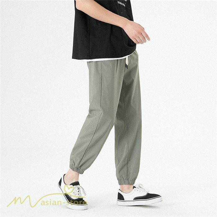 チノパン | テーパードパンツ 涼しい 薄手 アンクルパンツ メンズ テーパード ロングパンツ 無地 着痩せ サマーパンツ 夏 30代 ウエストゴム 新作 カジュアルパンツ 20代
