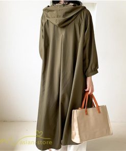 シャツワンピース | チェスターコート ワンピース 着痩せ 春 秋 レディース アウター コーデ 前開き 無地 フリーサイズ 体型カバー ゆったり フード付き ロング丈