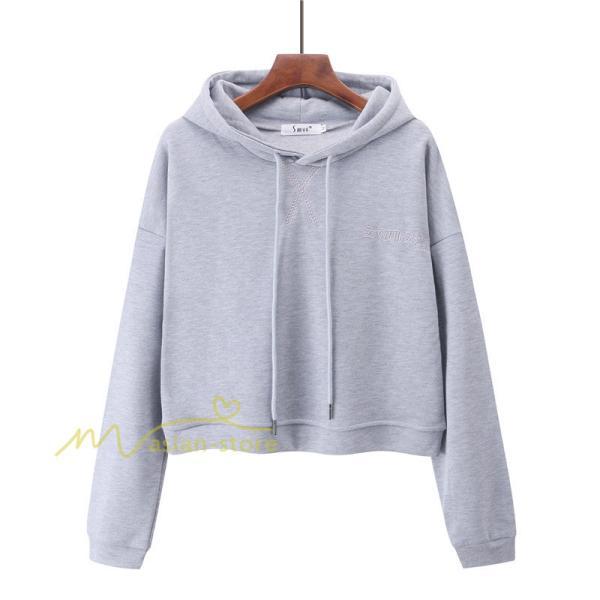 パーカー | 秋新作 長袖フード付き 秋冬 コーデ 薄手 ショート丈 6色 刺繍 シンプル 人気 おしゃれ スウェット プルオーバー 上品 トレーナー 秋物