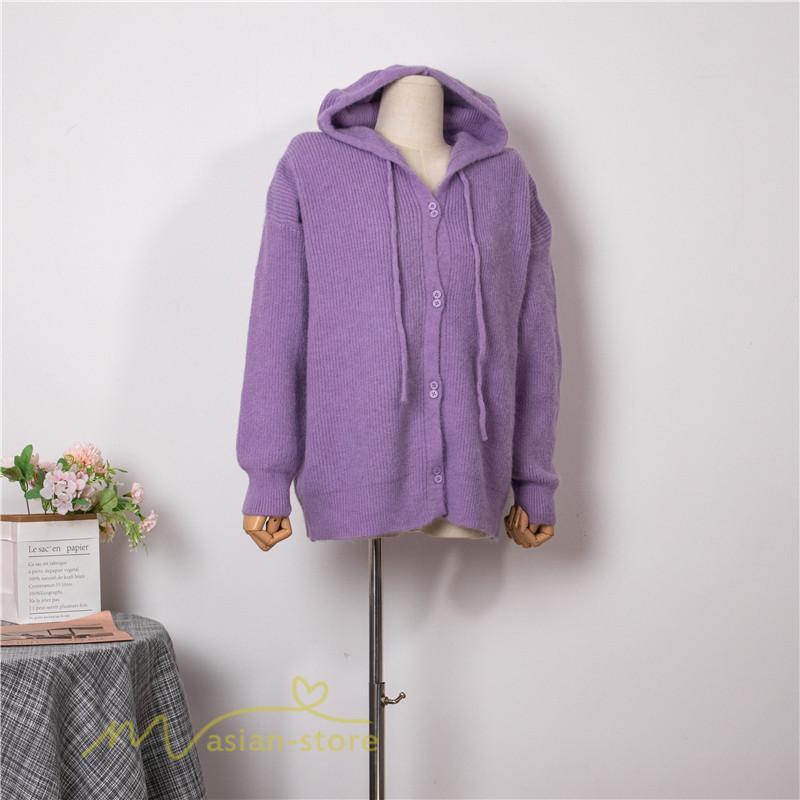 カーディガン | ニットニットパーカー セーター フード付き アウター 羽織り 秋冬 レディース トップス 通学通勤 ゆったり 7色 厚手 ニットアウター 20代40代