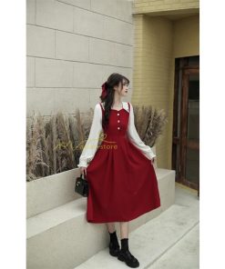 マキシ | ドッキングワンピース 秋 レディース 長袖ワンピ 切替 フェイク レイヤード風 重ね着風 Aラインワンピース 着痩せ ワンピース 可愛い 大人 二次会 30代40代