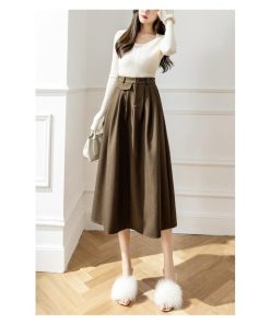スカート | レディース ロング フレア Aライン 秋冬 ミモレ ハイウエスト 体型カバー キレイめ オシャレ フェミニン 可愛い お出かけ 着痩せ OL 通勤 通学