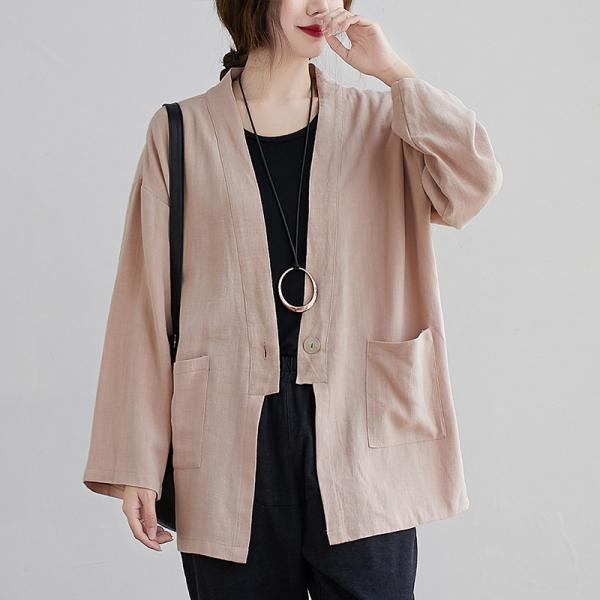 カーディガン | 羽織り レディース 秋服 ライトアウター Vネック 麻綿 無地 20代 30代 春 夏 秋 長袖 カジュアル 40代 50代 秋コーデ 秋かわいい