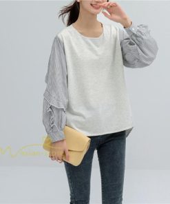 シャツ・ブラウス | Tシャツ レディース トップス 長袖 秋コーデ 切り替え パフスリーブ カットソー ブラウス ゆったり 可愛い カジュアル オフィス 20代30代40代 シンプル 春夏秋