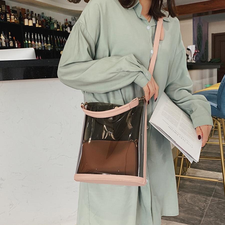 ショルダーバッグ | トートバッグ 斜めがけバッグ 2点セット ポーチ付き レディース クリアバッグ おしゃれ ビニールバッグ 大容量