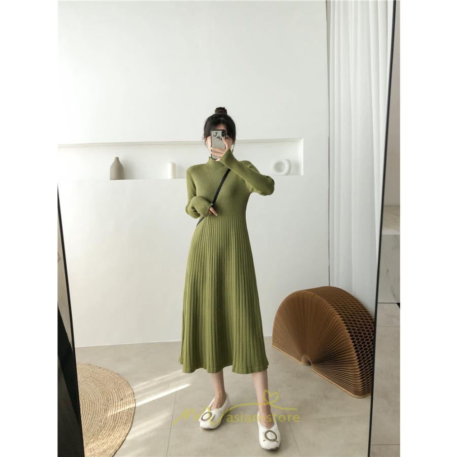 ニットワンピース | ワンピース 春 春服 レディース 長袖 ゆったり 秋 冬 ロング丈無地 20代30代40代50代 可愛い お出かけ 着痩せ 大人 通勤